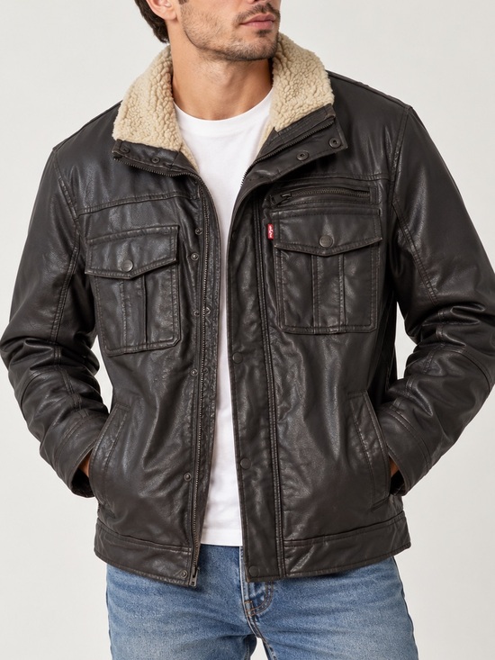 Levi's Other - NWT✨ Levi’s Men’s Sherpa Lined Faux Leather Jacket Brown Medium M